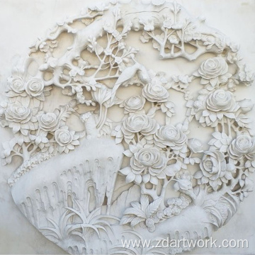 Customized white jade lotus relief